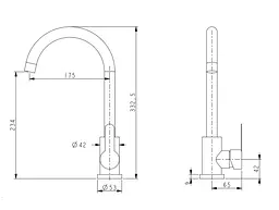 Змішувач для кухні Brinex Pure 015F U-образний Graphite BRIPUR015FGRP - мініатюра 5