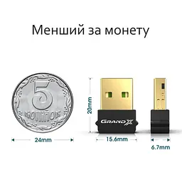 Bluetooth-адаптер Grand-X 5.0 Realtek RTL8761B, 7 devices, aptX, Low Energy (BT50G) - мініатюра 3