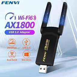 Бездротовий USB Wi-Fi адаптер Fenvi FU-AX1800, 2.4 / 5 GHz Mu-MIMO чорний (18838) - мініатюра 3