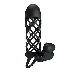Насадка на пеніс Pretty Love Vibro Penis Sleeve I 13.5 см чорний - мініатюра 3