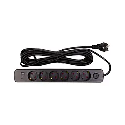 Мережевий фільтр живлення PowerPlant 7м, 6 розеток,USB, Type-C (YS-N6086/7c) (EX610686) - мініатюра 2
