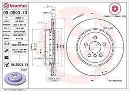 Диск гальмівний вентильований Bmw 3, 6, 5, X3, 7, X4, X6, Z4, X5, 4 15-25р Brembo (09.D903.13)