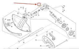 Редуктор в зборі акумуляторної мотокоси Makita DUR369, UR007G, UR201C (123853-1) - мініатюра 4