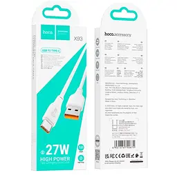 Кабель Hoco X93 Force 27W charging data cable Type-C 1M White - мініатюра 2