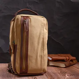 Цікава чоловіча сумка через плече із щільного текстилю Vintage 19х32х9 см sum0028978 - мініатюра 9