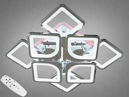 Стельова LED-люстра Diasha S8060/4+4HR 3color з пультом і димером, хром, 130W, 7150 lm, квадратні акрилові плафони 49×49 см