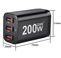 Зарядний пристрій 200W-EU 200W (1xQC3.0 100W/1xQC3.0 30W/3xUSB 18W) - мініатюра 3