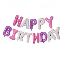 Куля Happy Birthday бузково-рожеві Макарун (40см висота букви)/ 0007-186