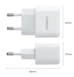 Зарядний пристрій Ugreen CD241 USB Type-C 20W Mini PD PD3.0 Fast Charger 3A білий - мініатюра 3