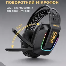 Бездротові ігрові навушники Onikuma GT828 геймерська Bluetooth гарнітура з мікрофоном та RGB Black (19119) - мініатюра 8