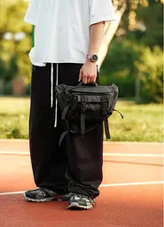Чоловіча сумка бананка Sambag Dynamicdart чорна 38 × 21 × 7 см (80411001m) - мініатюра 4