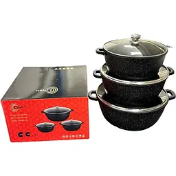 Набір каструль XPRO PT-6 для газу та індукції 3 шт. 32/36/40 зі скляною кришкою (44357-PT-6_2762) - мініатюра 2