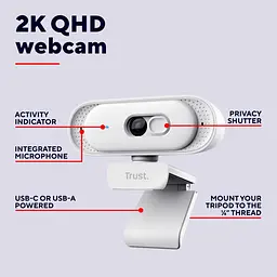 Веб-камера Trust Tomar 2K QHD 30 fps White (26180_TRUST) - мініатюра 12