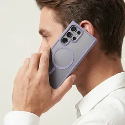 Чехол Samsung Galaxy S24 Ultra 5G (SM-S928), Unit MagSafe, фиолетовый, прозрачный, магсейф, противоударный, магнитный, панель-накладка с поддержкой MagSafe, с поддержкой беспроводной зарядки, TPU+PC, защита всего корпуса, ударопрочный - мініатюра 5