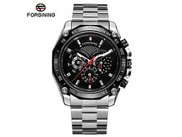 Чоловічий наручний годинник 6910 Silver-Black Forsining acs0031389 - мініатюра 2