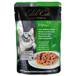 Вологий корм для котів Edel Cat pouch 100 г (індичка та качка в соусі)