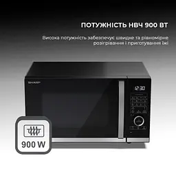 Мікрохвильовка з грилем Sharp YC-QC254AE-B - мініатюра 3