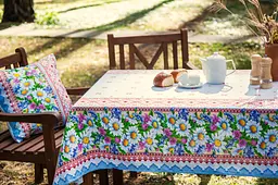 Скатертина Ecotton 150х200 см бавовняна з рогожки Ромашки 18825/1 в Українському стилі Орнамент (23647) - мініатюра 3