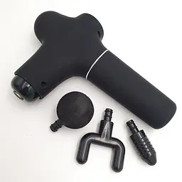 М'язовий масажер для тіла ручний акумуляторний портативний 3 насадки Fascial Gun mini чорний
