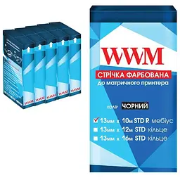 Стрічка до принтерів 13мм х 10м STD п. Black*5шт WWM (R13.10SR5)
