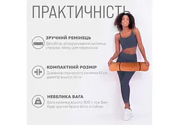 Килимок для йоги та фітнесу EasyFit TPE+TC 6 мм двошаровий персиковий-коричневий (EF-1924-PHBN) - мініатюра 2