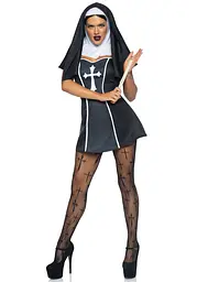 Костюм черниці Leg Avenue Naughty Nun XS, сукня, головний убір - мініатюра 3