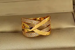 Кільце Xuping Jewelry Широке переплетіння р 16 золотисте