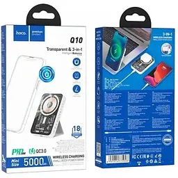 АКБ зовнішній Hoco Transparent discovery edition magnetic fast charge power bank Q10 5000mAh 000009112-up - мініатюра 3