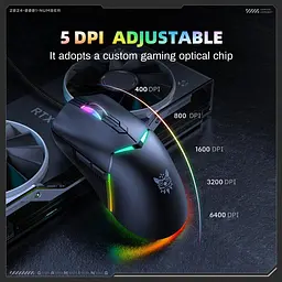 Комп'ютерна мишка Onikuma ігрова CW-95 з RGB підсвіткою для ПК 6400 DPI дротова USB для комп’ютера та ноутбука - мініатюра 6