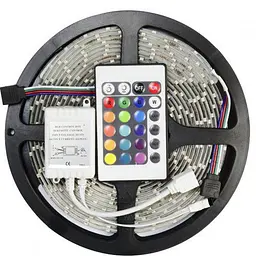 Світлодіодна стрічка вологозахищена з контролером пульт та БП UKC 3528 SMD RGB 60/1m