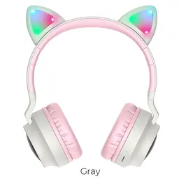 Бездротові накладні навушники Hoco W27 Cat ear сірі - мініатюра 4