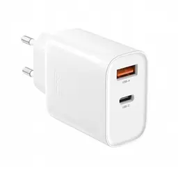 Мережевий зарядний пристрій XO L116 PD30W/QC18W (1USB-C+1USB-A) з кабелем Lightning Білий - мініатюра 2
