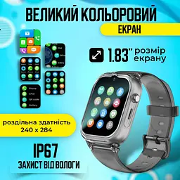 Смарт годинник дитячий A1 з відеодзвінком HD-камерою та GPS 2 змінних корпуса в комплекті Чорний (KW2-A1-Black) - мініатюра 3