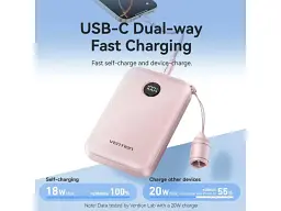 Зовнішній акумулятор (Power Bank) Vention 10000mAh 22.5W Pink (FKAP0-C) - мініатюра 9