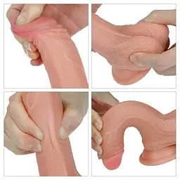 Фалоімітатор на присосці Dual-Layered Silicone Cock Flesh 18 см тілесний - мініатюра 6