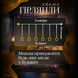 Гирлянда-штора Фонарь 3 метра 6 фигур, теплый белый - мініатюра 3
