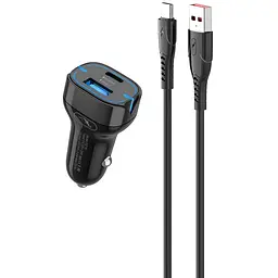 Автомобільний зарядний пристрій SkyDolphin SZ19T PD 20W + QC3.0 20W Black + кабель Type-C (SDAZP-000104) - мініатюра 2