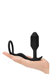 Анальна пробка з ерекційним кільцем B-Vibe Snug Tug 10.7 см (чорний) - мініатюра 4