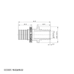 Муфта з'єднувальна рівнопрохідна Koer Ka.С16 - 16(2.2mm) x 16(2.2mm) KR4855 - мініатюра 2