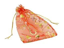 Мішечок подарунковий XUPING з органзи "Візерунок сердечки" 12х17см (169736)
