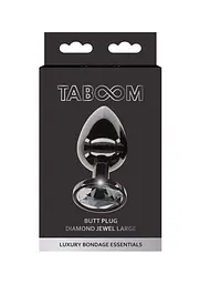Анальний корок L чорний металевий з чорним каменем Butt Plug With Diamond Jewel Taboom - мініатюра 2
