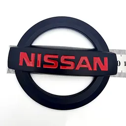 Емблема решітки задня для Nissan матова Чорна 100х85 мм Пластик на скотчі (Завод) - мініатюра 4