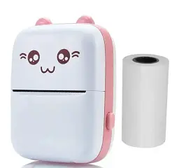 Принтер дитячий акумуляторний A-plus Mini printer Cat Ears 8499 Bluetooth Рожевий - мініатюра 2