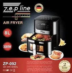 Аерофритюрниця безмасляна Zepline ZP-092 8л 3000 Вт Чорна - мініатюра 8