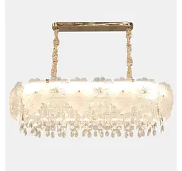 Лінійна золота LED люстра Artlight 7068-800x350AGD з матовим скляним листям і прозорим декором 116W - мініатюра 5