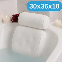 М'яка ергономічна SPA-подушка для ванни з присосками та підтримкою голови і шиї, 30х36х10 біла KT9001301