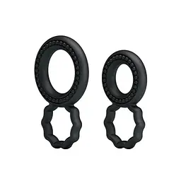 Ерекційне кільце Baile Cock Rings, набір 2 шт (чорний) - мініатюра 2
