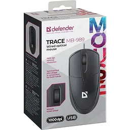 Мишка Defender Trace MB-989, USB, 3кн., 1000dpi, чорна - мініатюра 4
