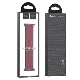 Ремінець силіконовий Hoco iWatch WA07 magnetic 38/40/41 mm grey червоний wine - мініатюра 3