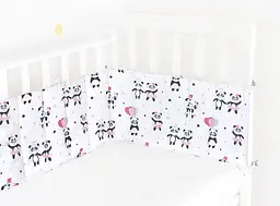 Бортики в дитяче ліжечко 30x60 ROSE PANDA, рожевий (WeltBed_PandaLoveRose_30x60) - мініатюра 2